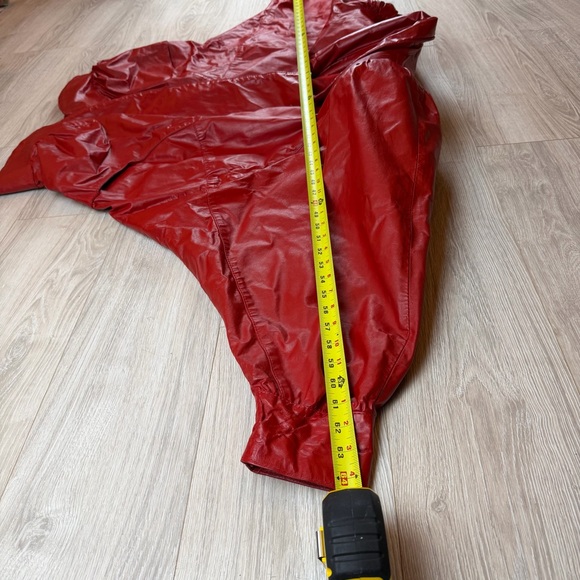 Vintage 80s Napa De Cabra Bat Wing Radial Sleeve Red Leather Jacket Argentina OS - Picture 4 of 10